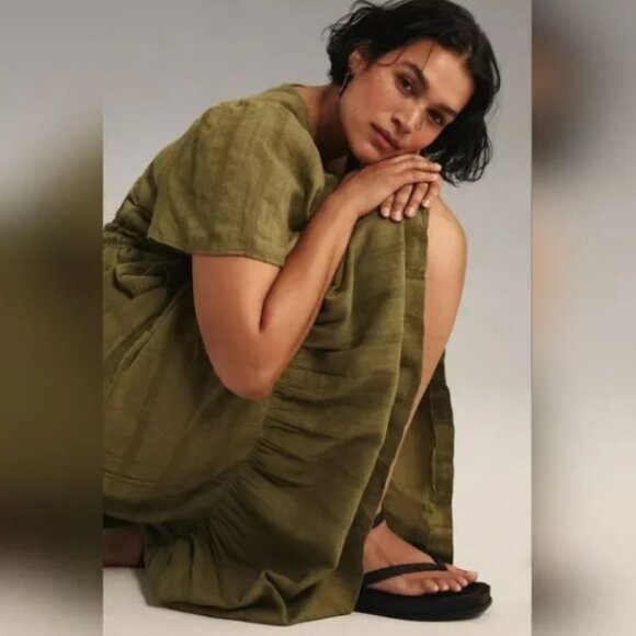 Anthropologie The Somerset Maxi Dress In Moss Petitie - Picture 8 of 14